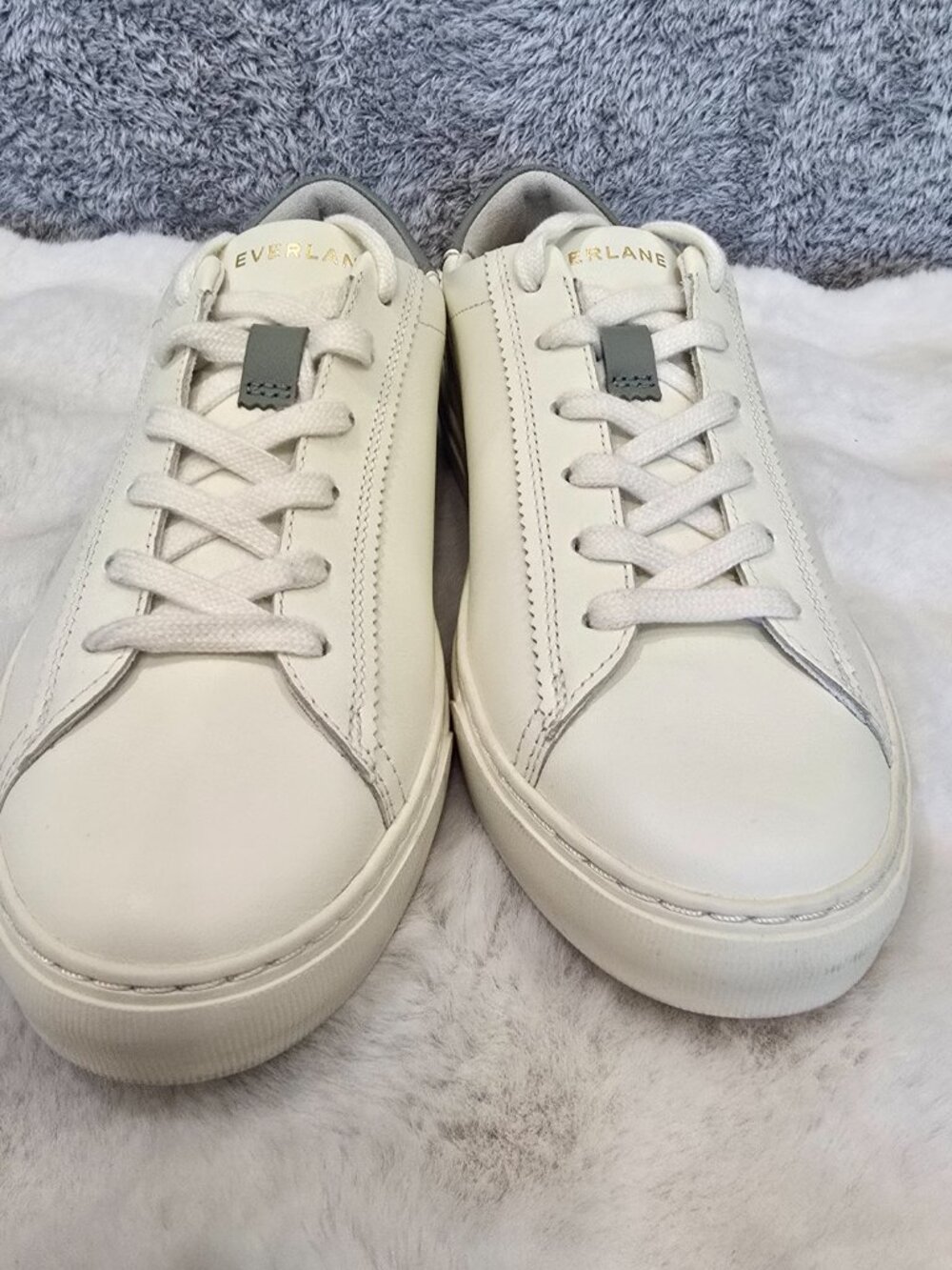 Everlane Day Sneaker White Leather Grey Shadow Women's Sizes NEW  Tennis Prep - Picture 12 of 15